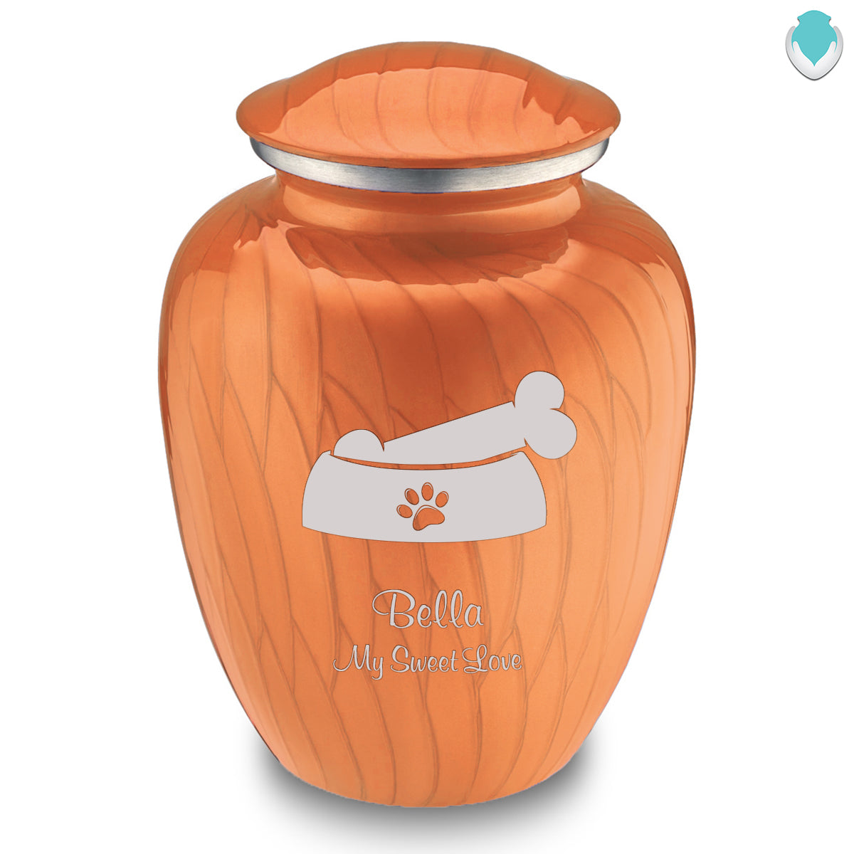 Large Embrace Pearl Orange Pet Dog Bone Cremation Urn