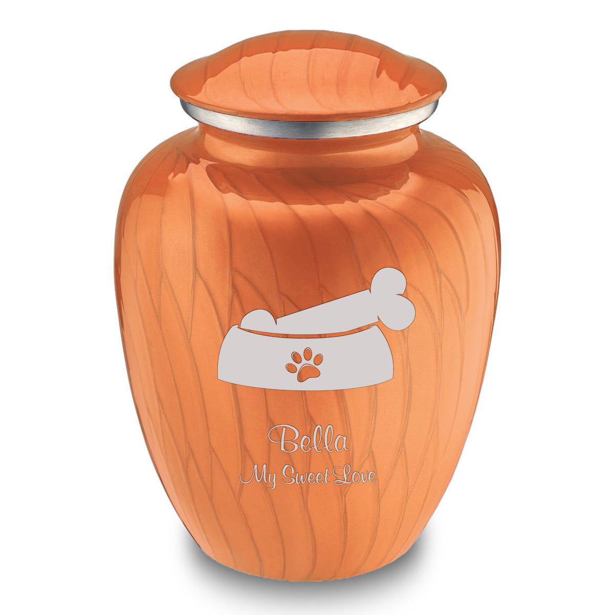 Large Embrace Pearl Orange Pet Dog Bone Cremation Urn