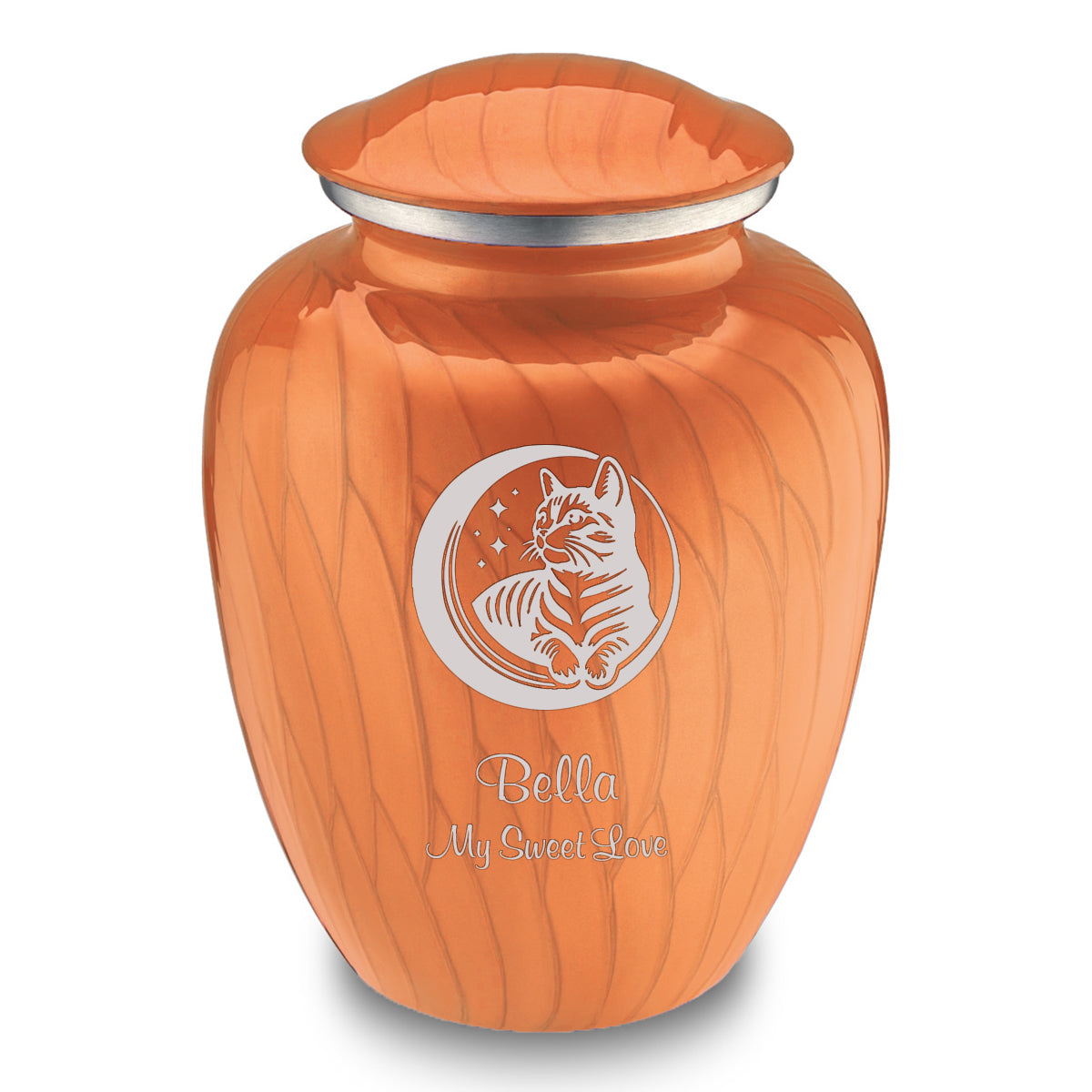Large Embrace Pearl Orange Pet Cute Cat Cremation Urn