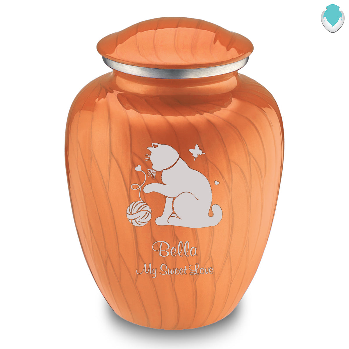 Large Embrace Pearl Orange Pet Fun Cat Cremation Urn