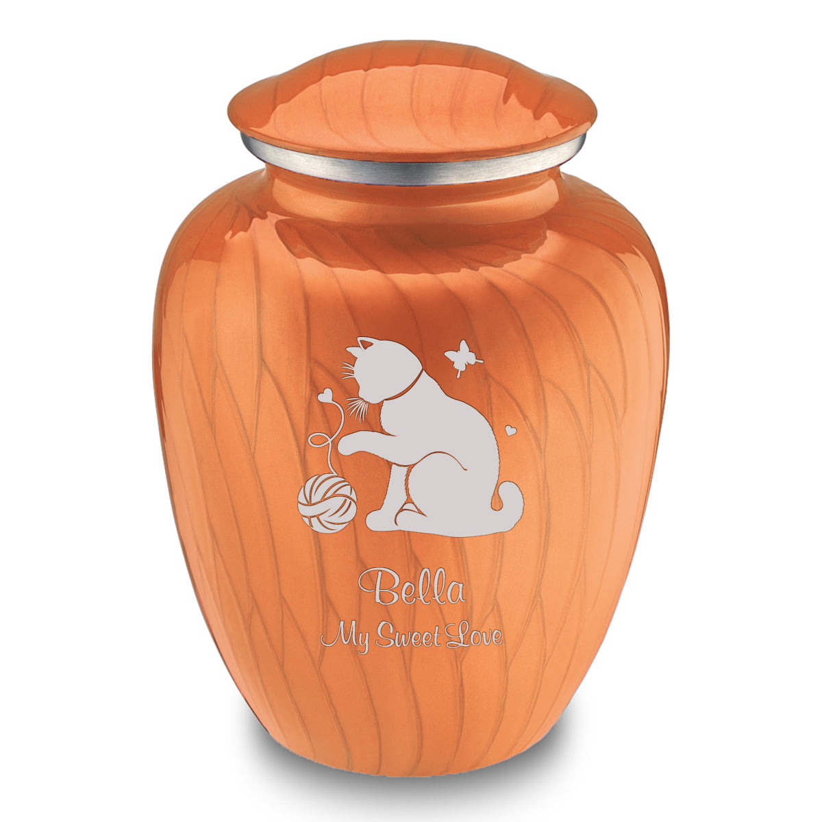 Large Embrace Pearl Orange Pet Fun Cat Cremation Urn