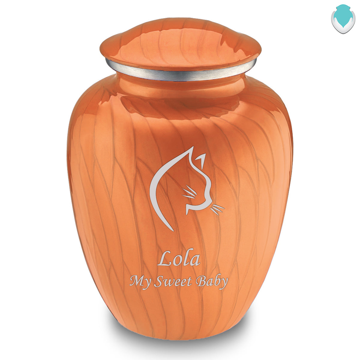Large Embrace Pearl Orange Cat Pet Cremation Urn