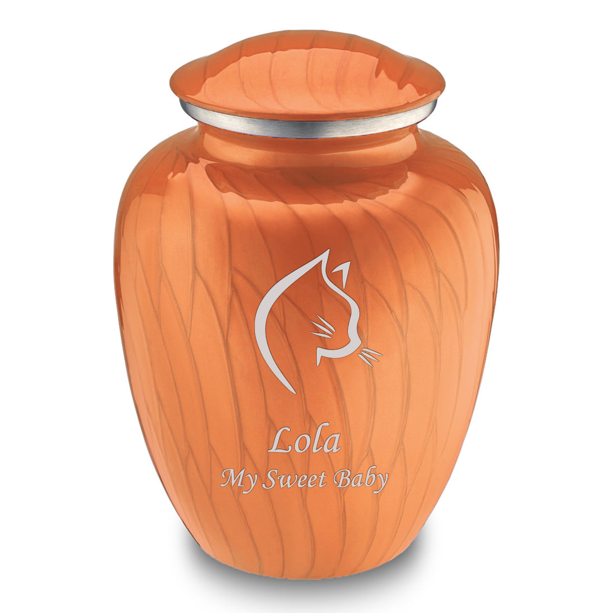 Large Embrace Pearl Orange Cat Pet Cremation Urn