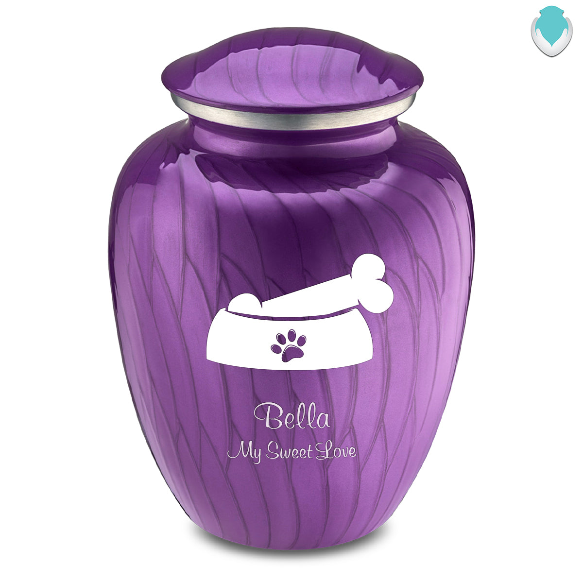 Large Embrace Pearl Purple Pet Dog Bone Cremation Urn