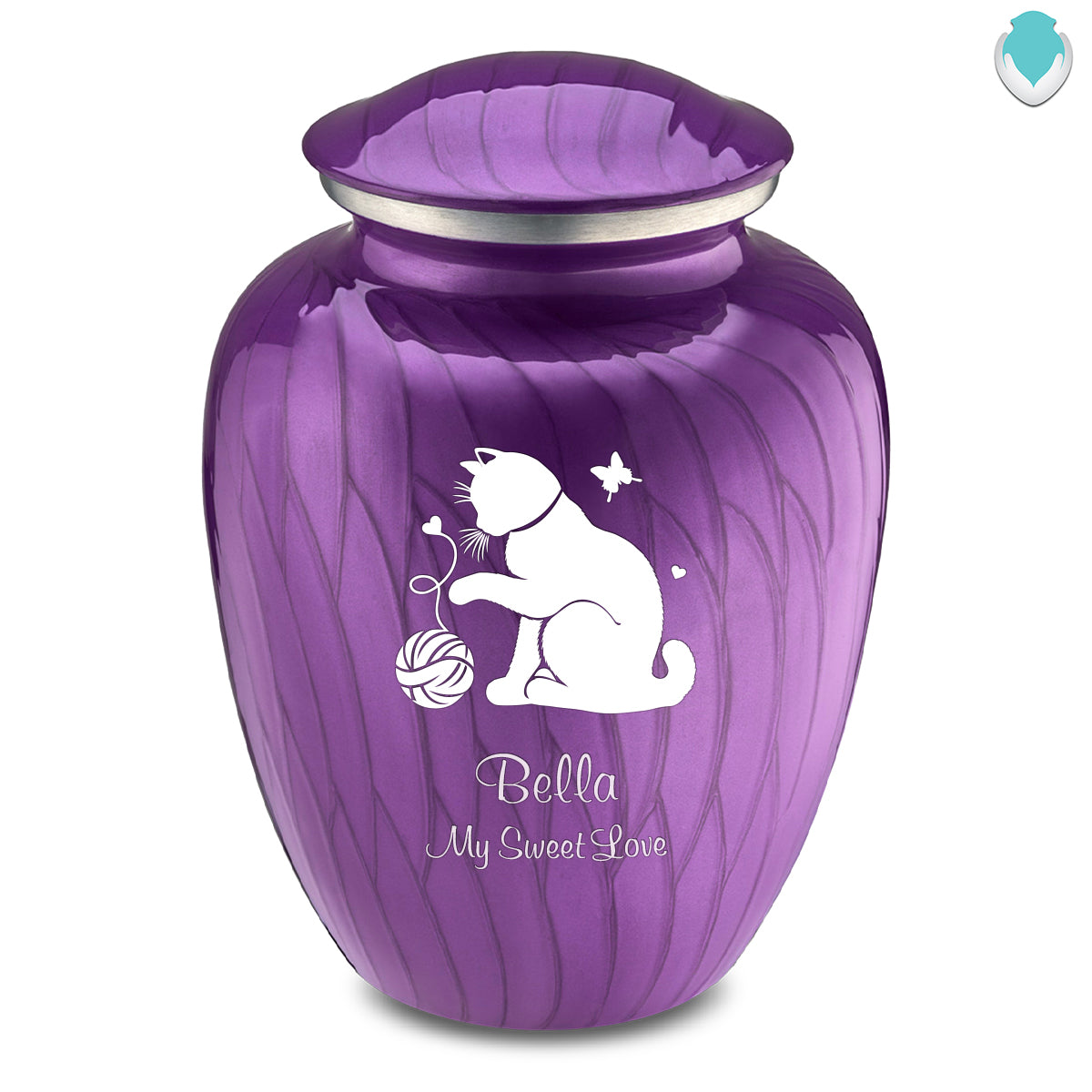Large Embrace Pearl Purple Pet Fun Cat Cremation Urn