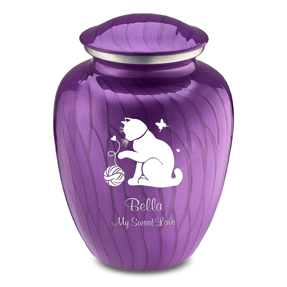 Large Embrace Pearl Purple Pet Fun Cat Cremation Urn