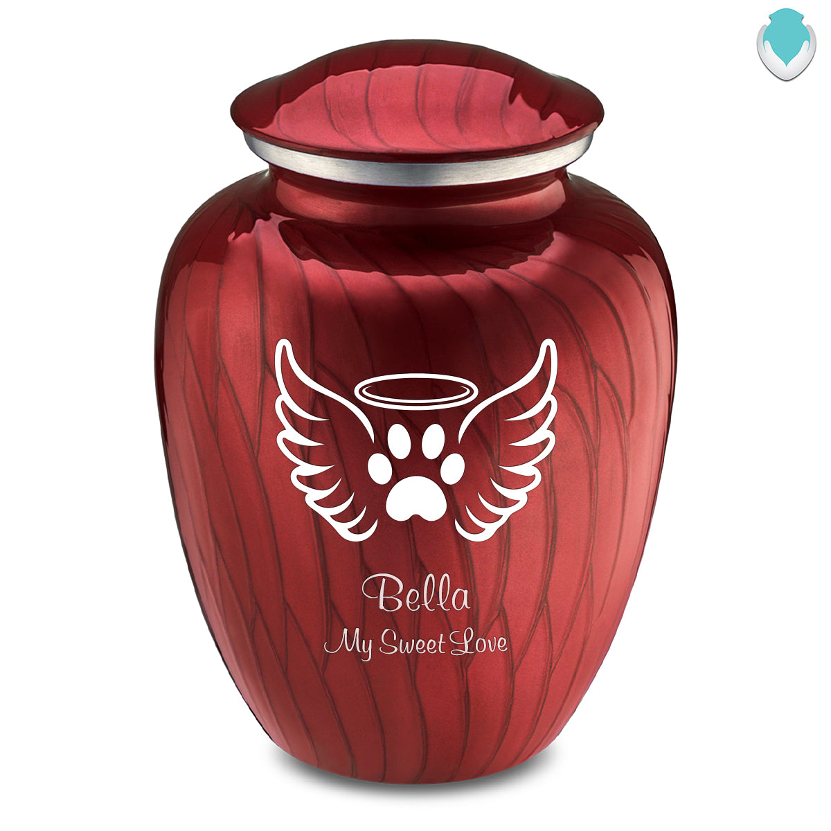 Large Embrace Pearl Candy Red Pet Angel Wings Cremation Urn