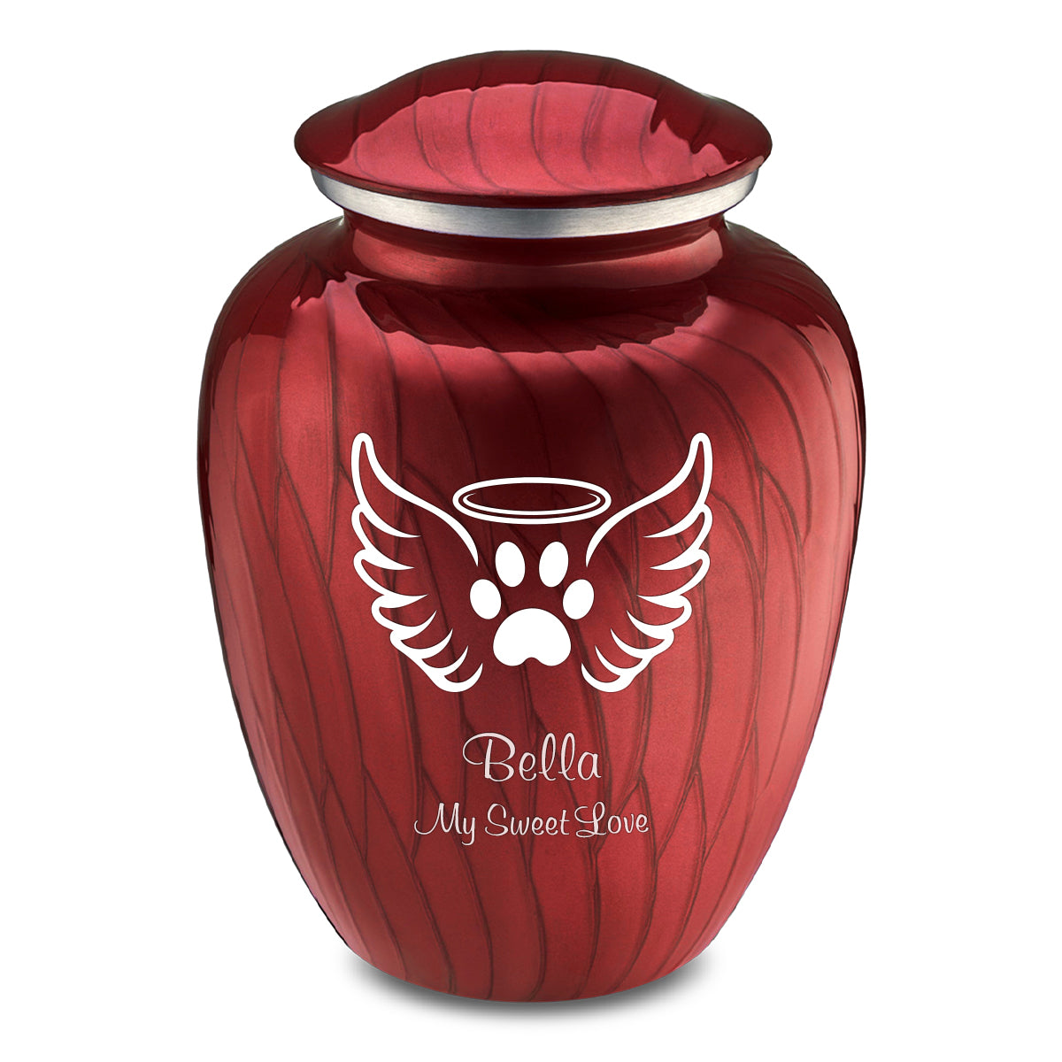 Large Embrace Pearl Candy Red Pet Angel Wings Cremation Urn
