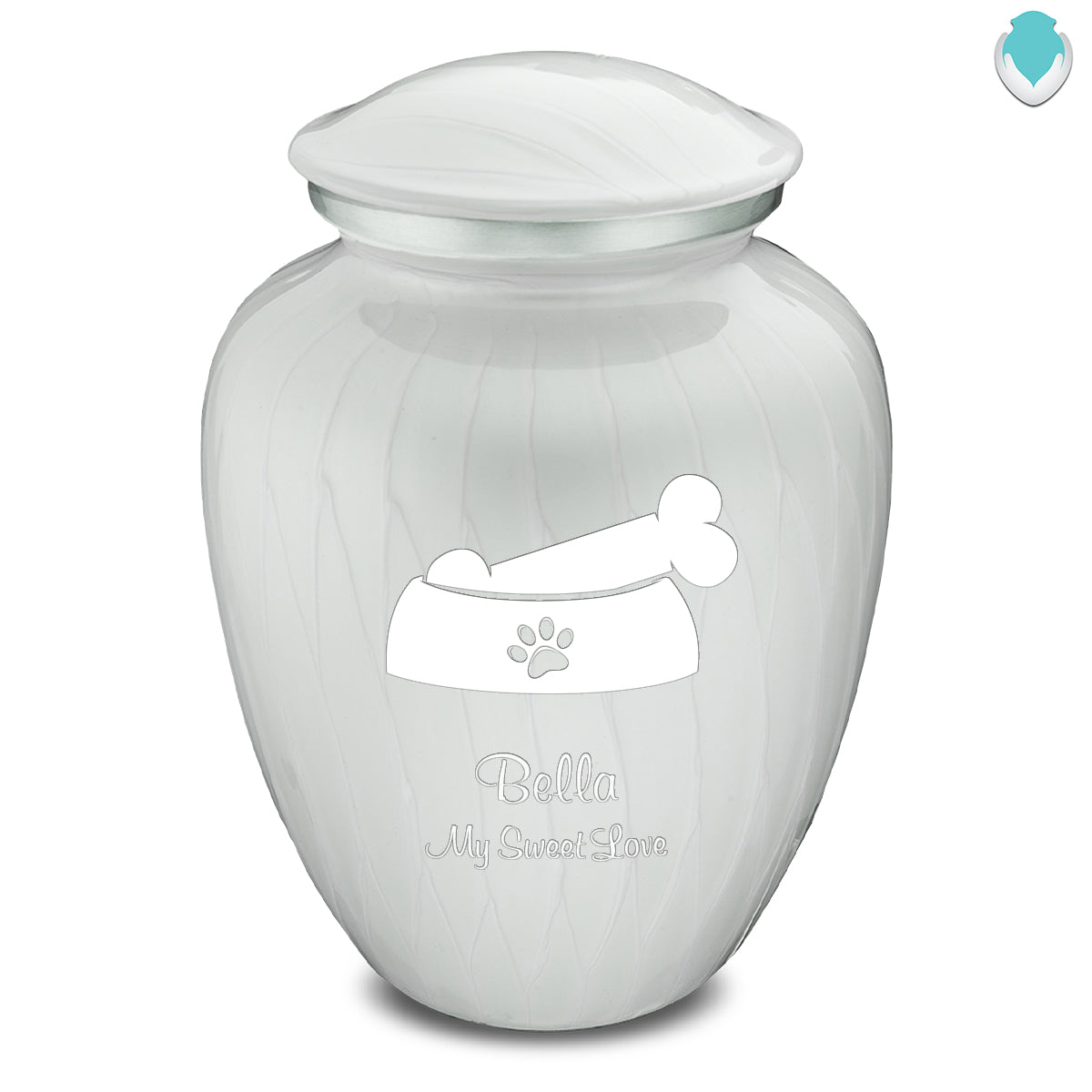 Large Embrace Pearl White Pet Dog Bone Cremation Urn
