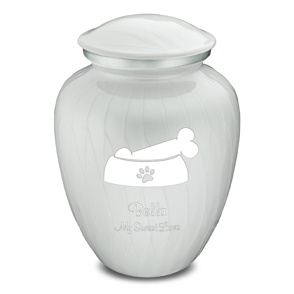 Large Embrace Pearl White Pet Dog Bone Cremation Urn