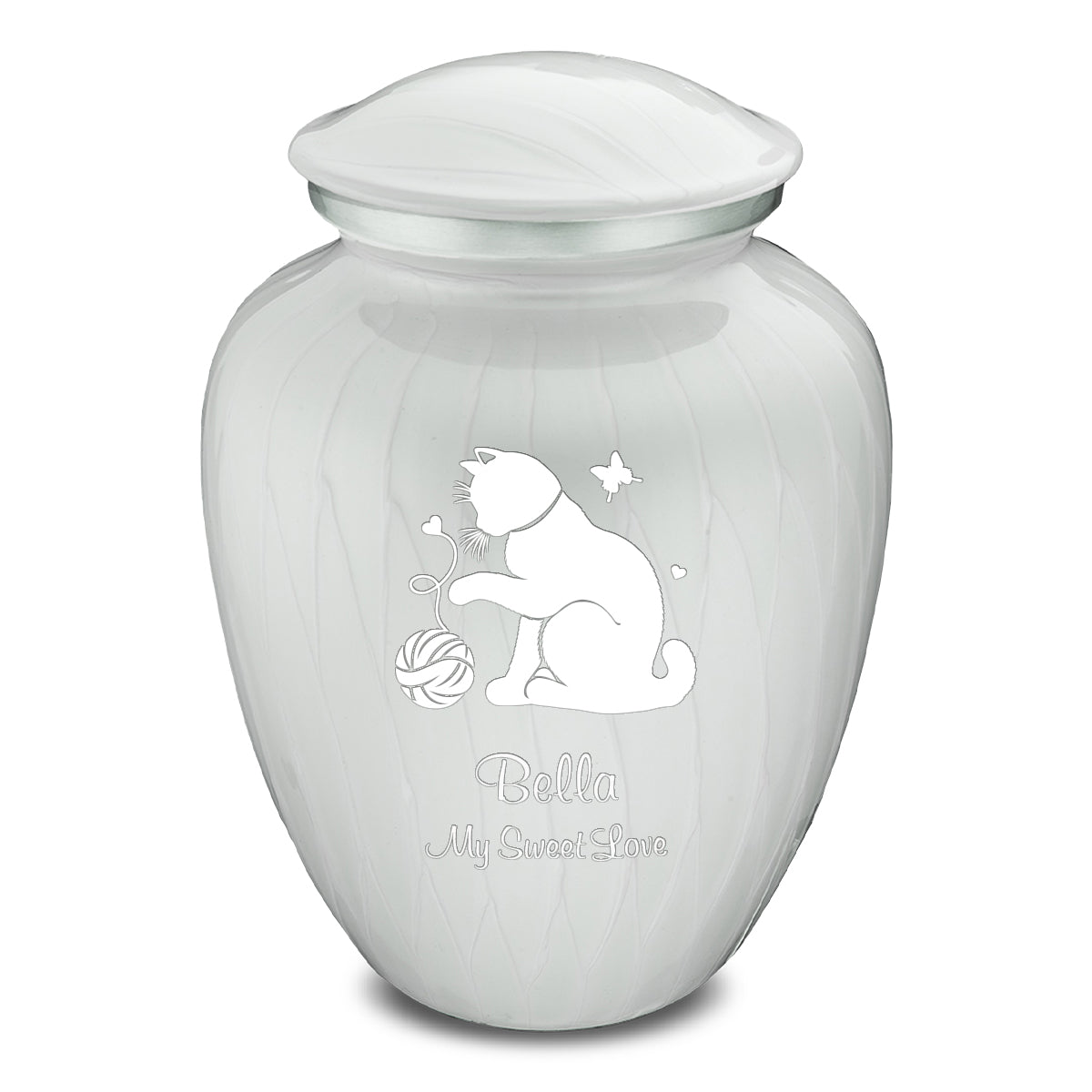 Large Embrace Pearl White Pet Fun Cat Cremation Urn