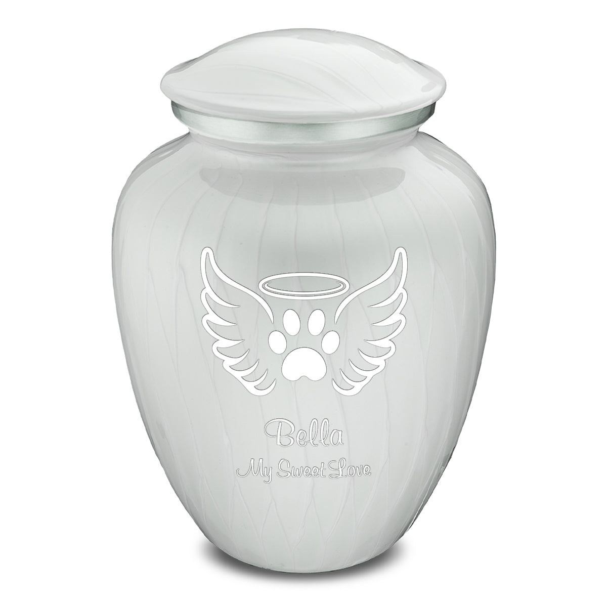 Large Embrace Pearl White Pet Angel Wings Cremation Urn