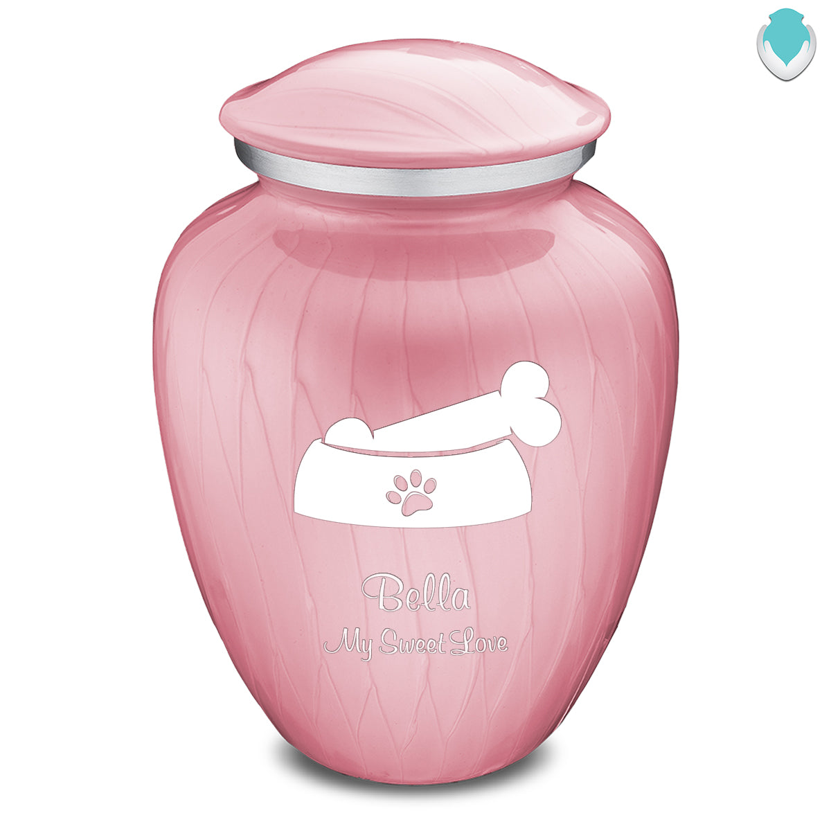Large Embrace Pearl Pink Pet Dog Bone Cremation Urn