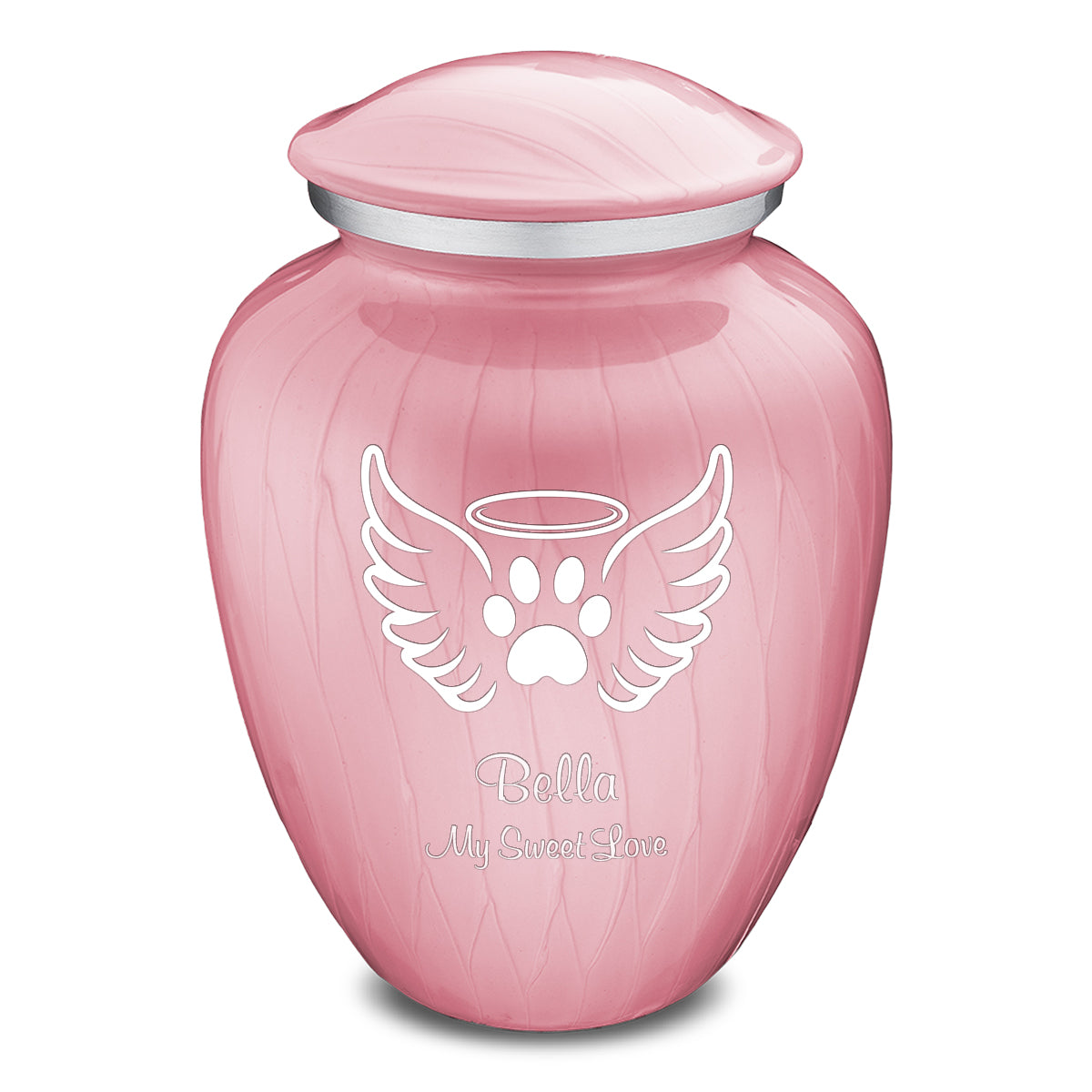 Large Embrace Pearl Pink Pet Angel Wings Cremation Urn