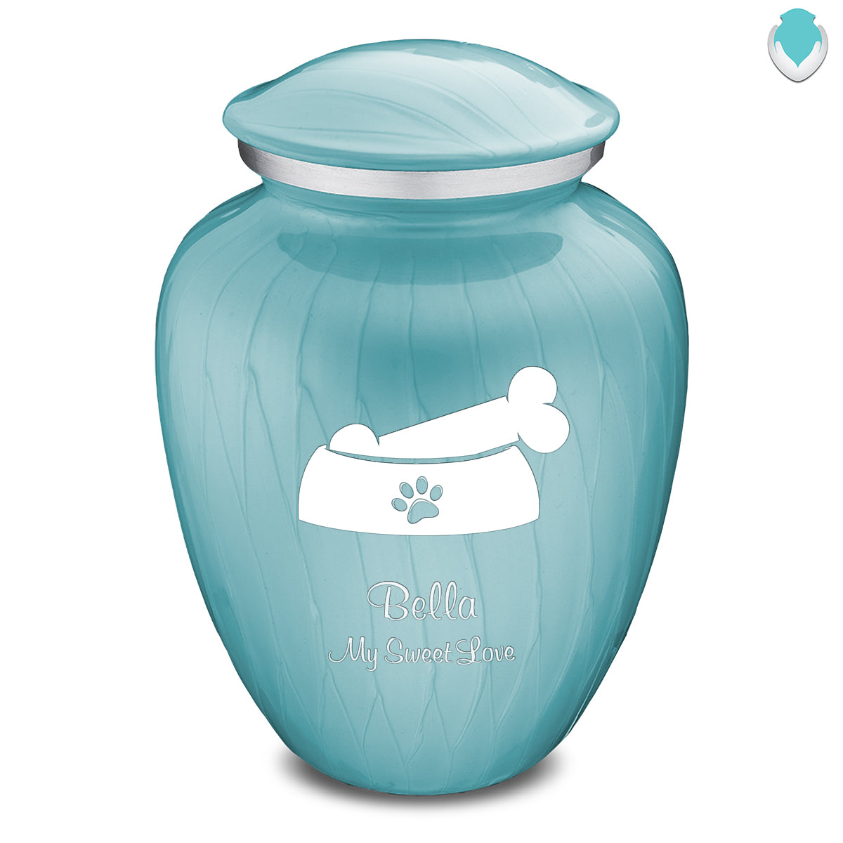 Large Embrace Pearl Light Blue Pet Dog Bone Cremation Urn
