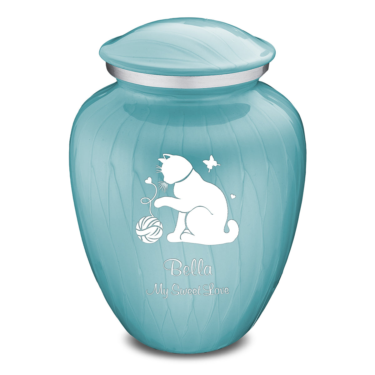 Large Embrace Pearl Light Blue Pet Fun Cat Cremation Urn
