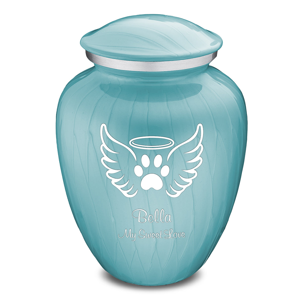 Large Embrace Pearl Light Blue Pet Angel Wings Cremation Urn