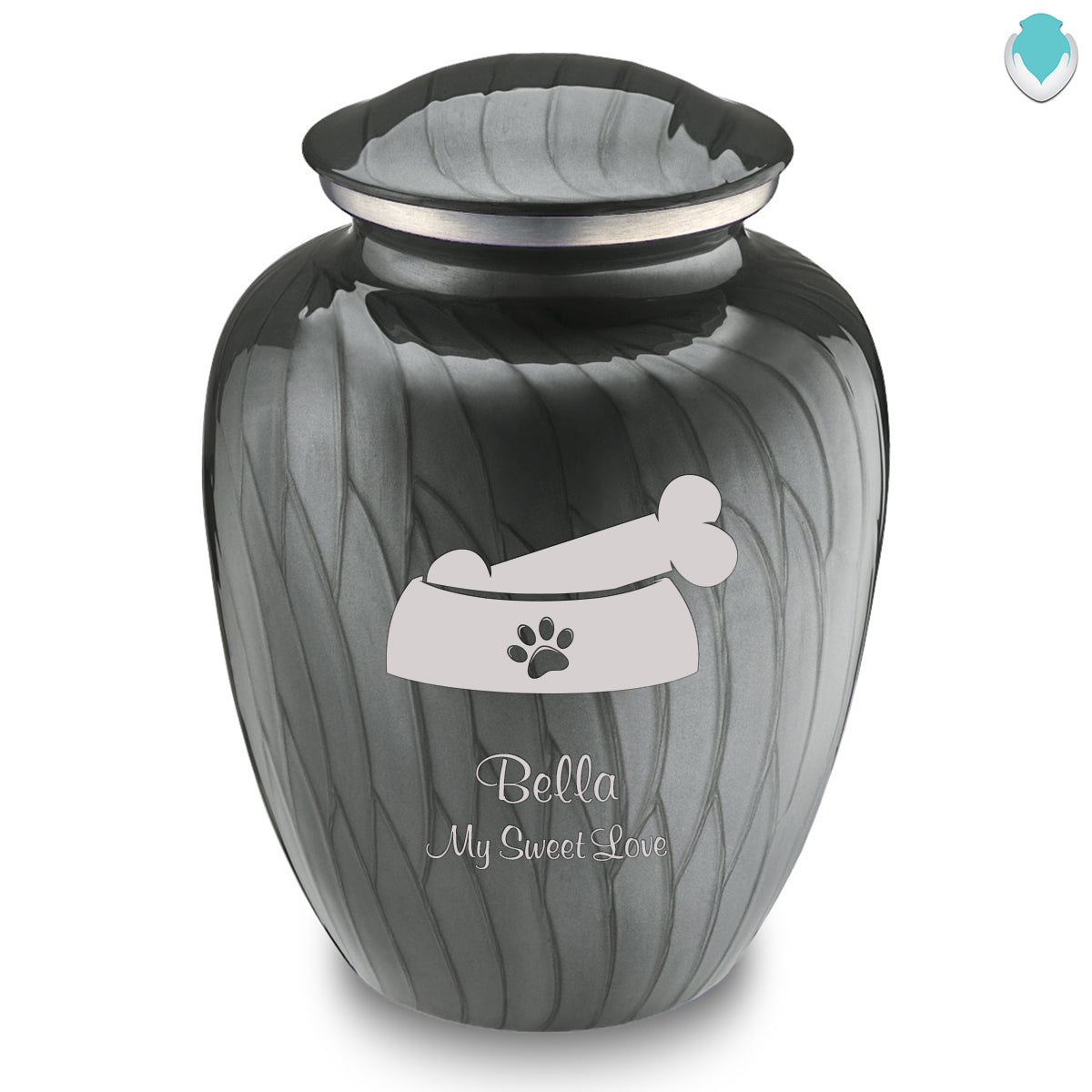 Large Embrace Pearl Silver Pet Dog Bone Cremation Urn