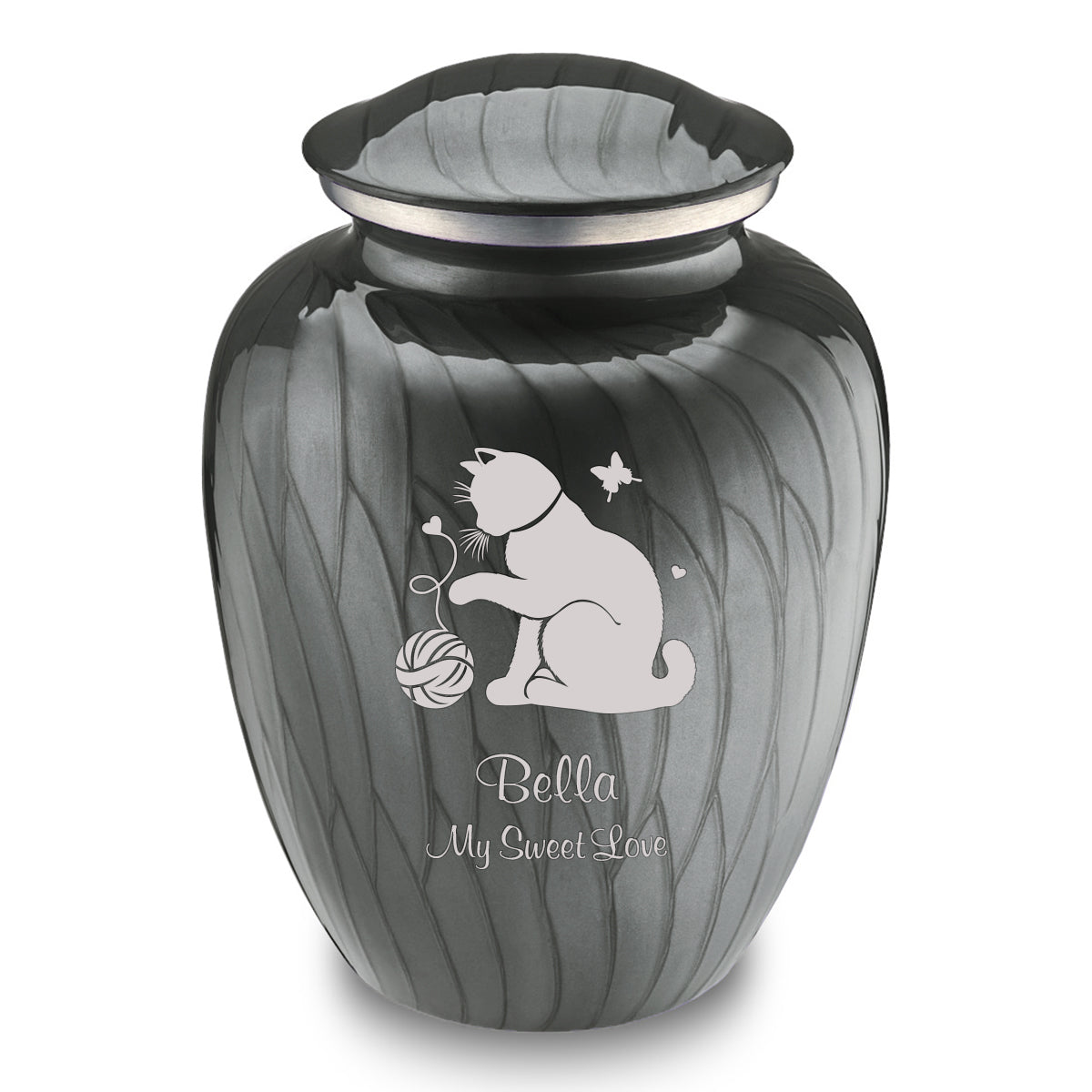 Large Embrace Pearl Silver Pet Fun Cat Cremation Urn