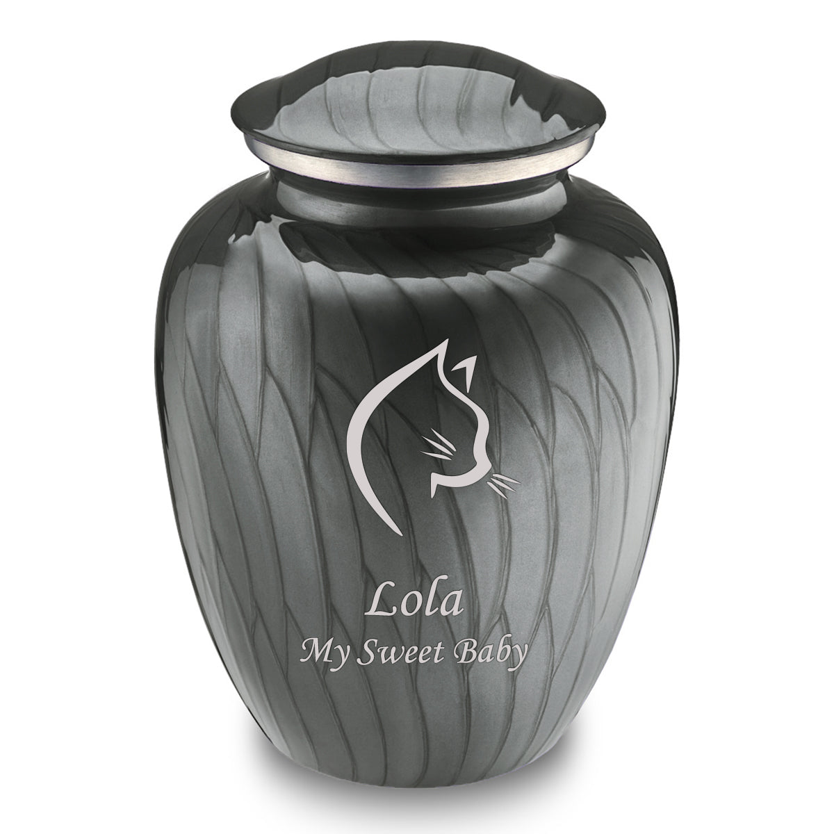 Large Embrace Pearl Silver Cat Pet Cremation Urn