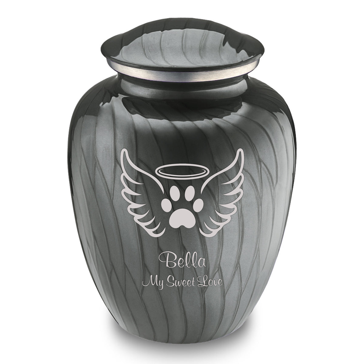 Large Embrace Pearl Silver Pet Angel Wings Cremation Urn
