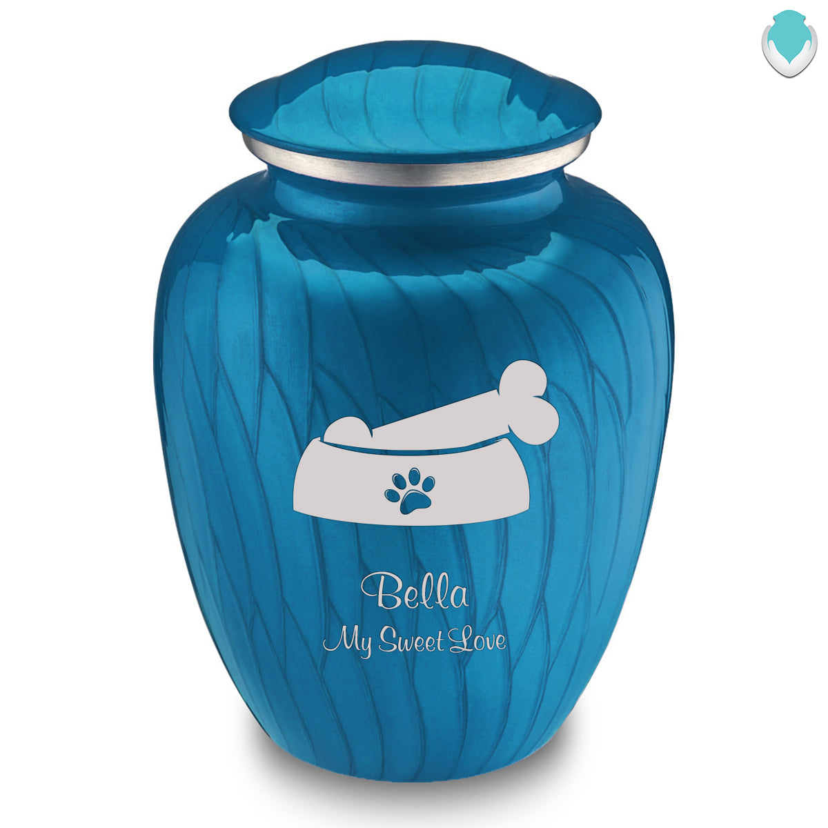 Large Embrace Pearl Racing Blue Pet Dog Bone Cremation Urn