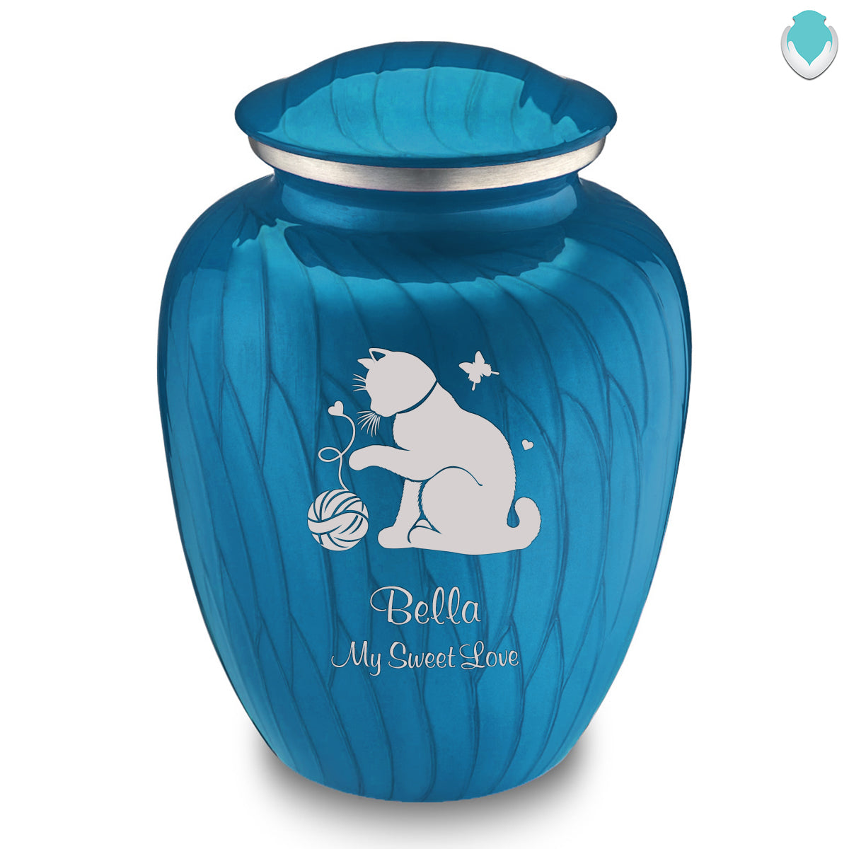 Large Embrace Pearl Racing Blue Pet Fun Cat Cremation Urn