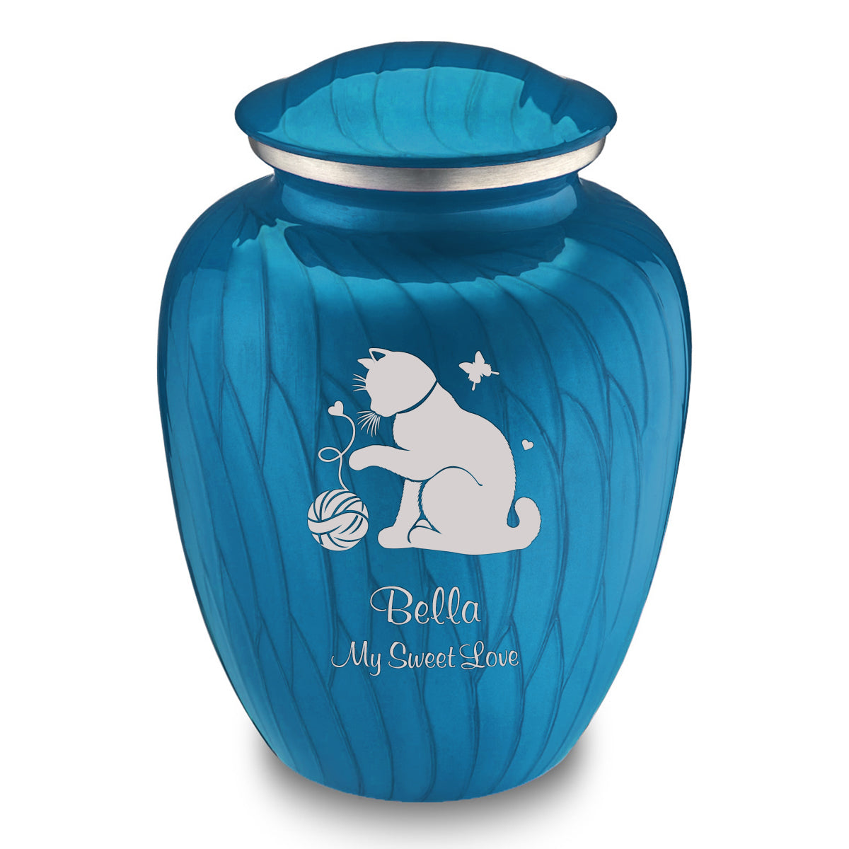 Large Embrace Pearl Racing Blue Pet Fun Cat Cremation Urn