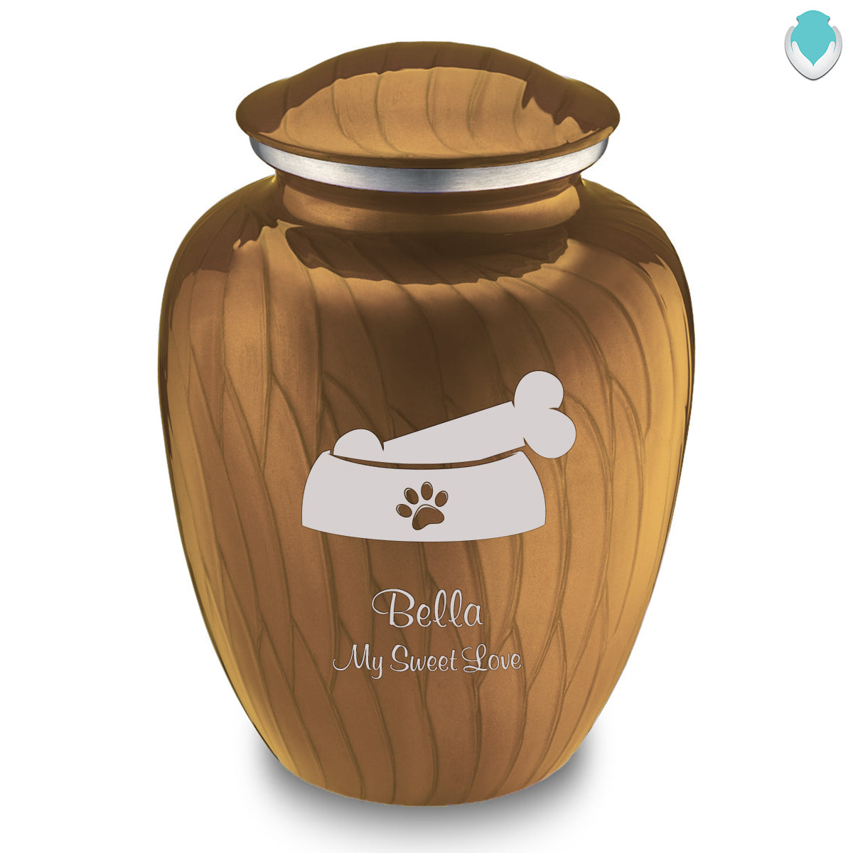 Large Embrace Pearl Gold Pet Dog Bone Cremation Urn