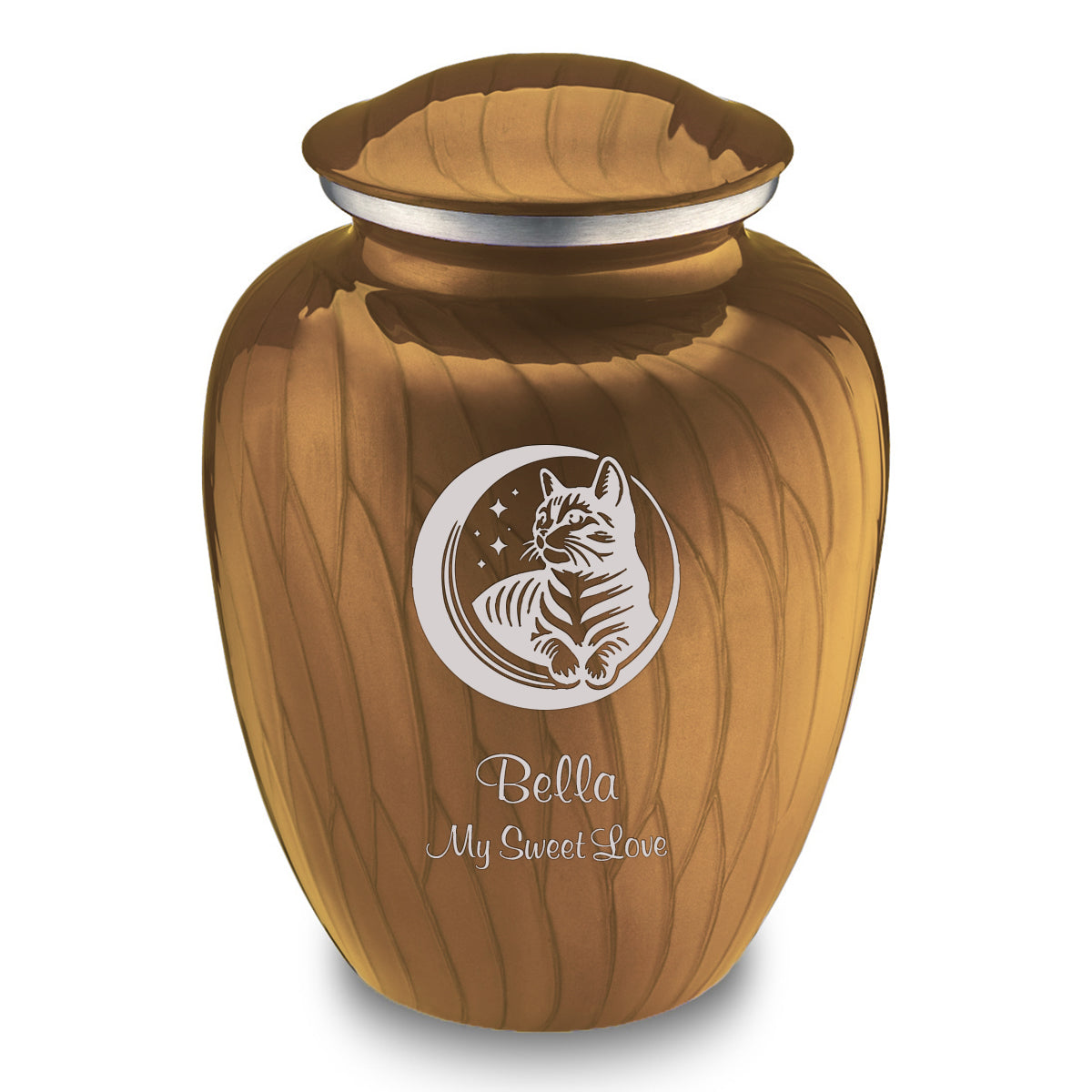 Large Embrace Pearl Gold Pet Cute Cat Cremation Urn