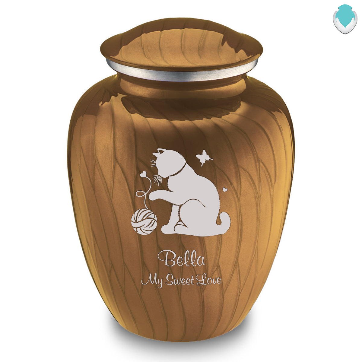 Large Embrace Pearl Gold Pet Fun Cat Cremation Urn