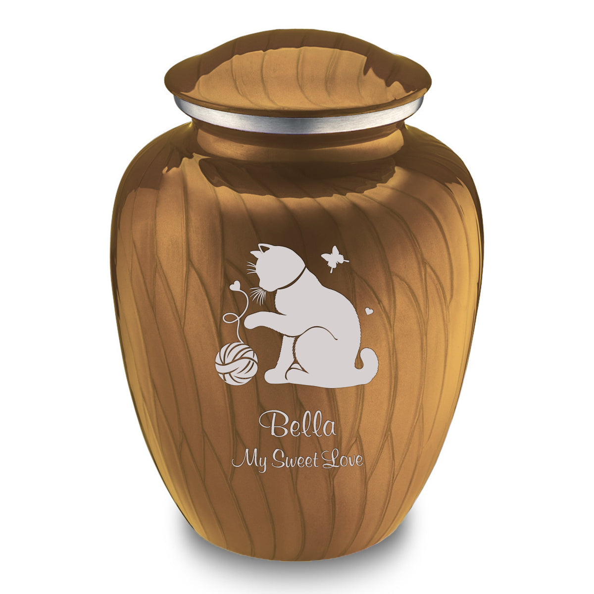 Large Embrace Pearl Gold Pet Fun Cat Cremation Urn