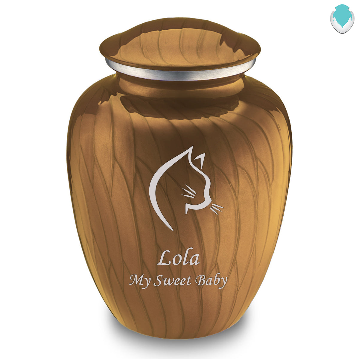 Large Embrace Pearl Gold Cat Pet Cremation Urn