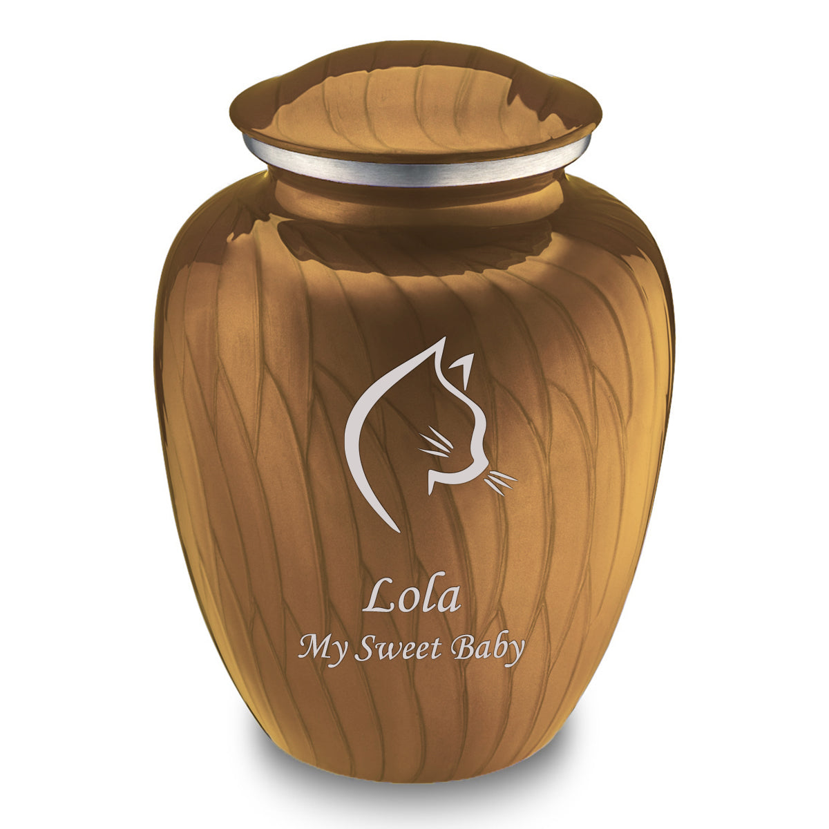 Large Embrace Pearl Gold Cat Pet Cremation Urn