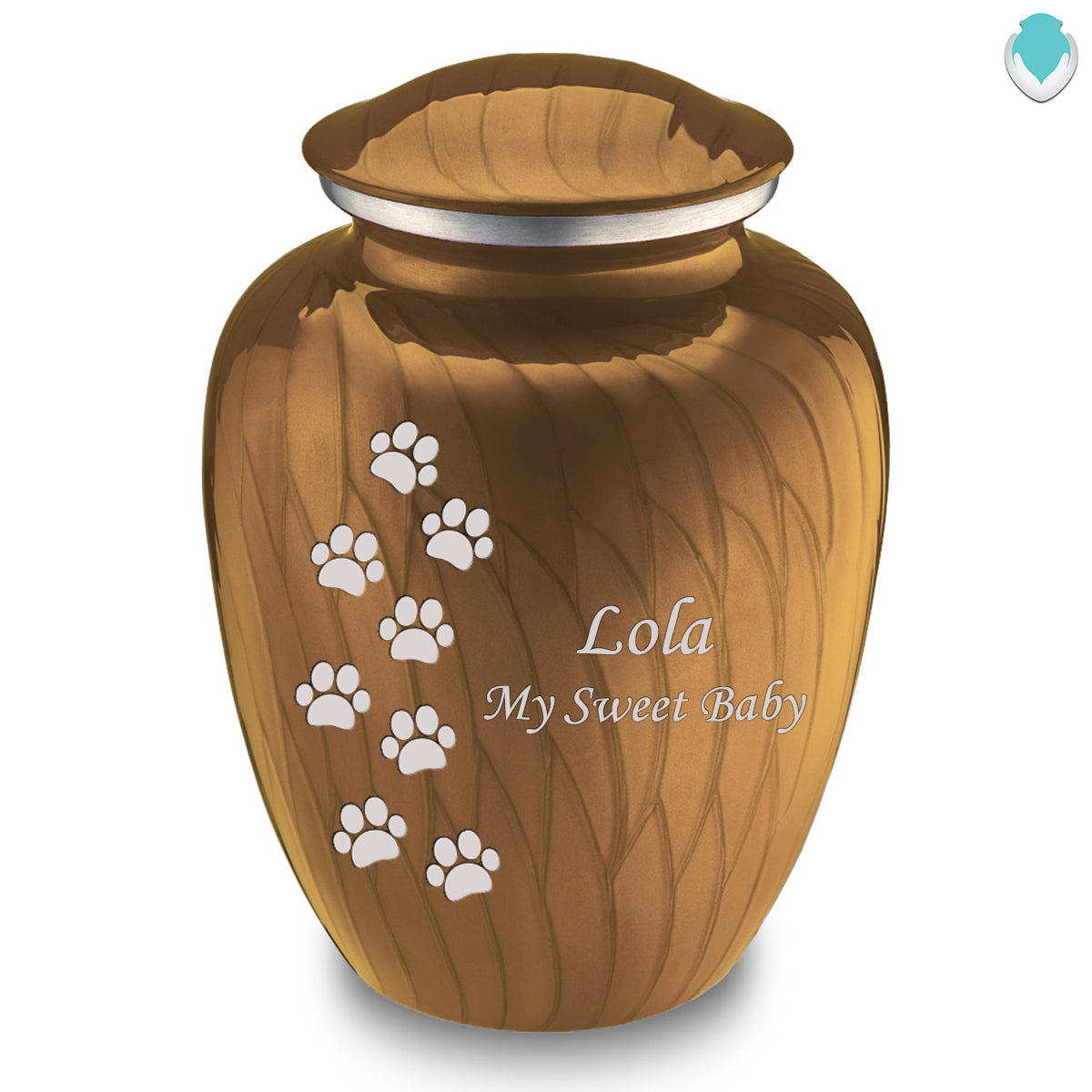 Large Embrace Pearl Gold Walking Paws Pet Cremation Urn