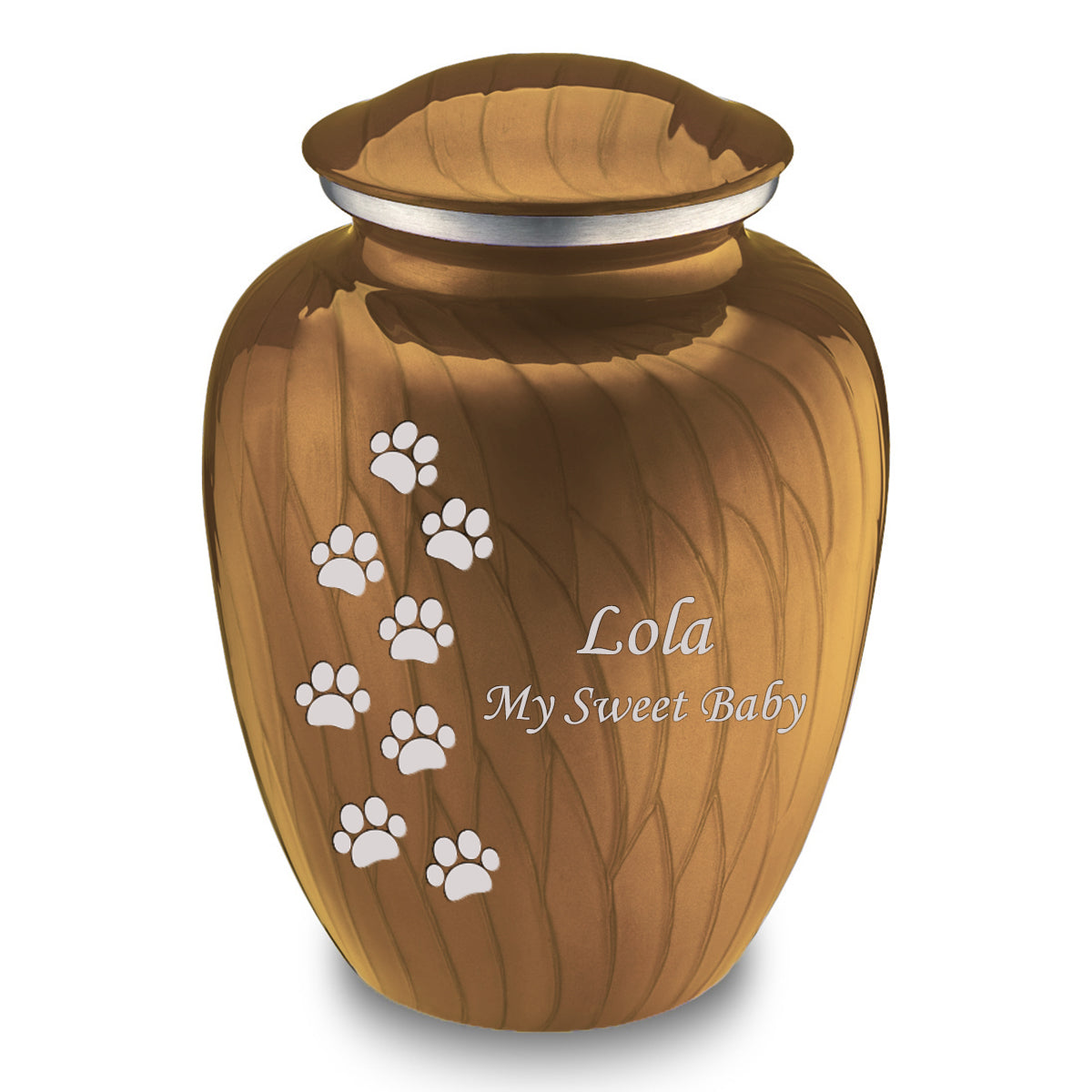 Large Embrace Pearl Gold Walking Paws Pet Cremation Urn
