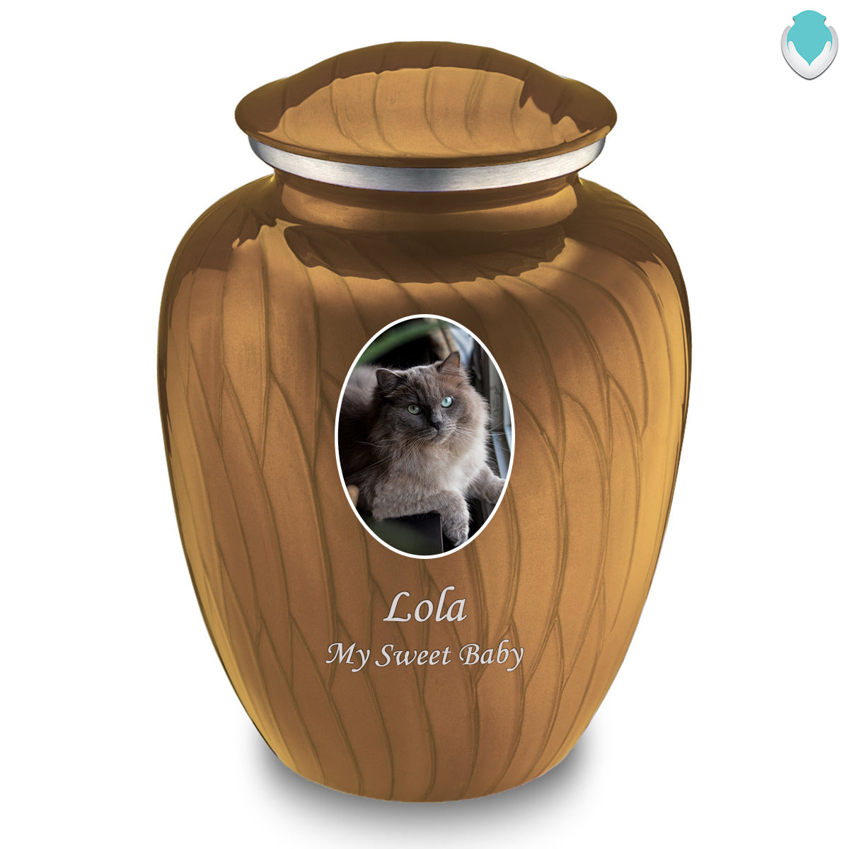 Adult Pet Embrace Pearl Gold Portrait Cremation Urn