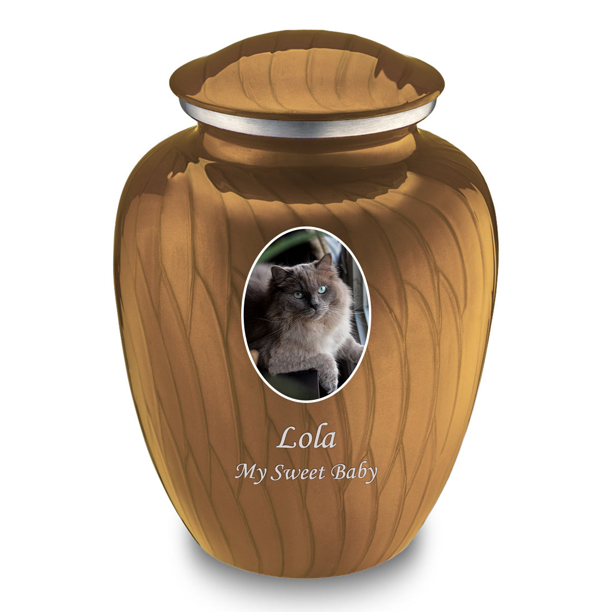 Adult Pet Embrace Pearl Gold Portrait Cremation Urn
