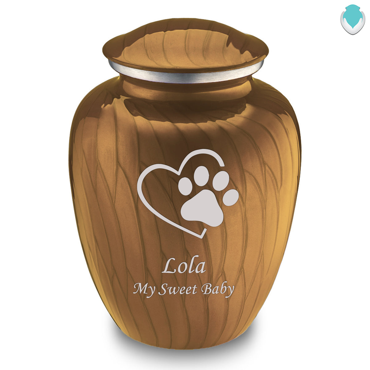 Large Embrace Pearl Gold Single Paw Heart Pet Cremation Urn