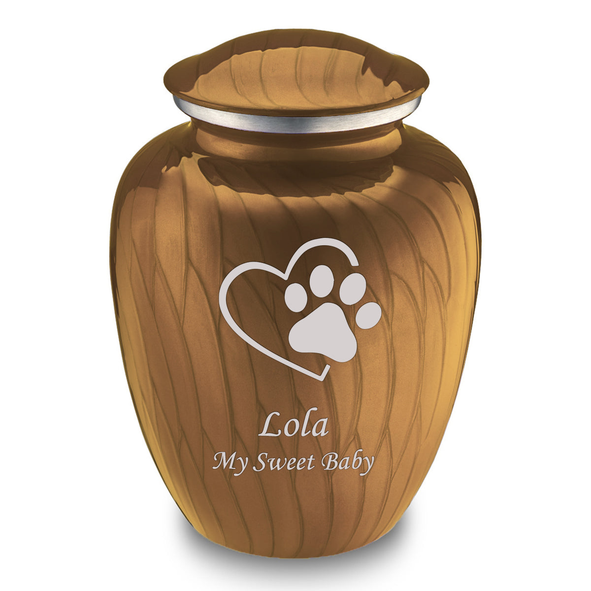 Large Embrace Pearl Gold Single Paw Heart Pet Cremation Urn