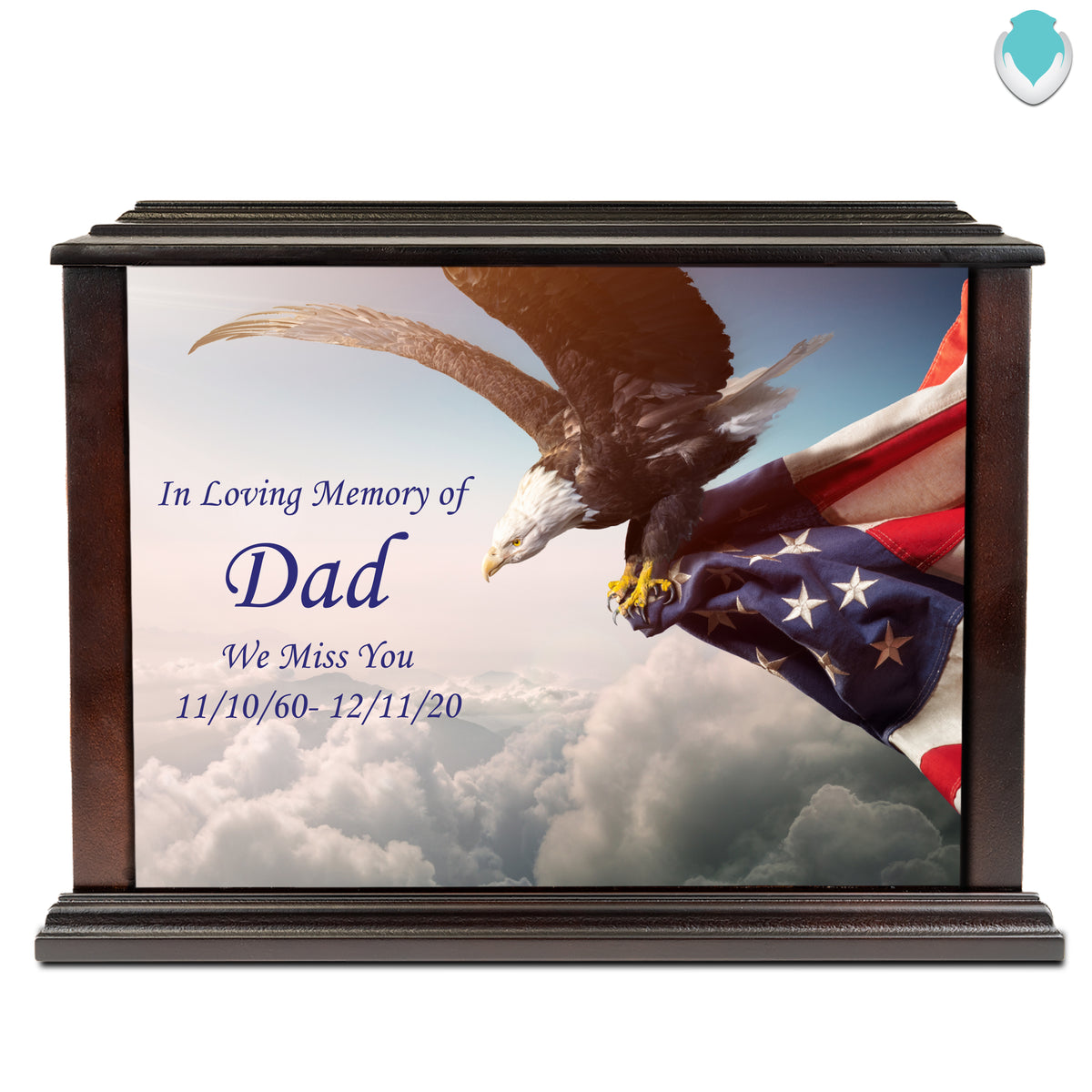 Custom Printed Heritage Everlasting Expressions American Eagle Wood Cremation Urn