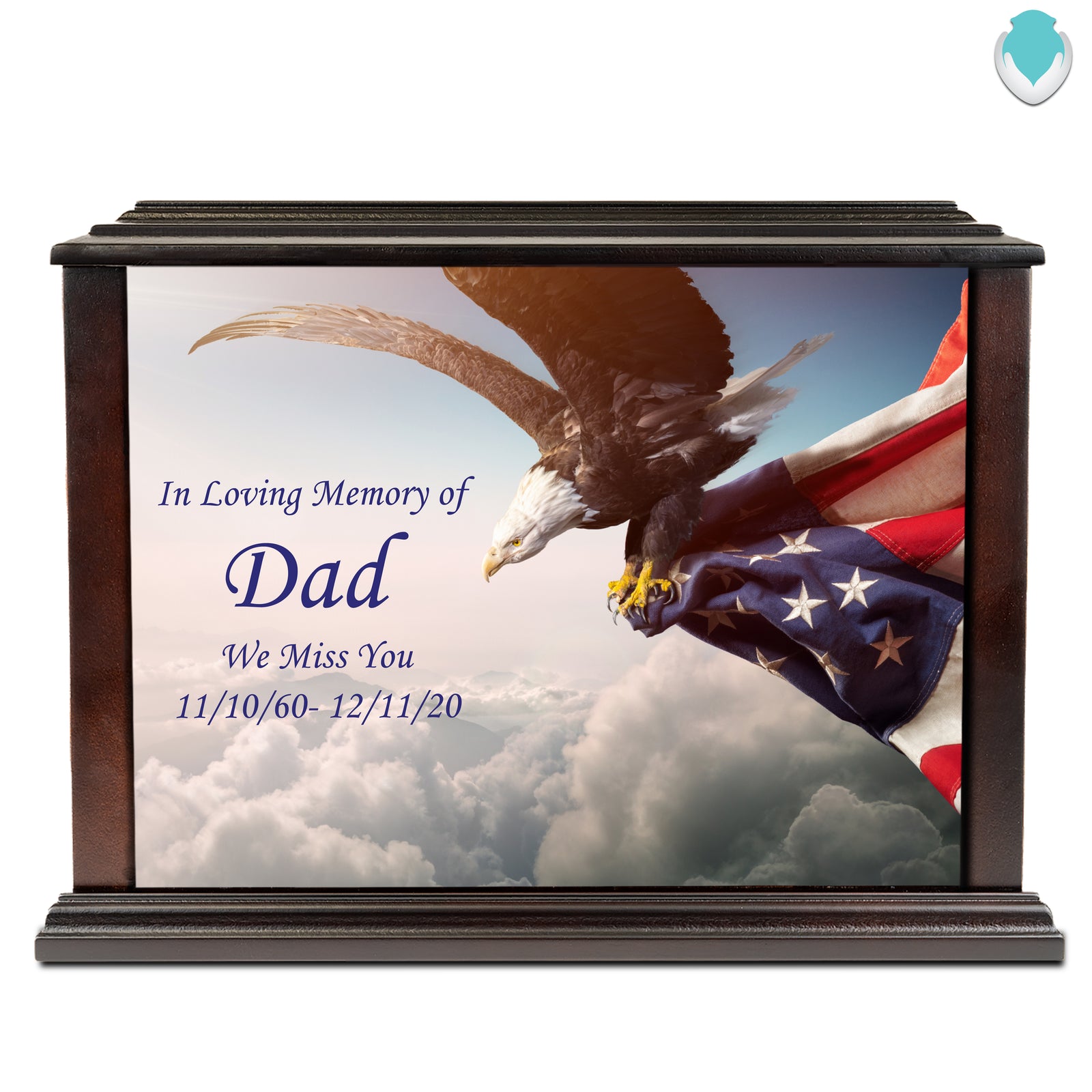 Custom Printed Heritage Everlasting Expressions American Eagle Wood Cremation Urn