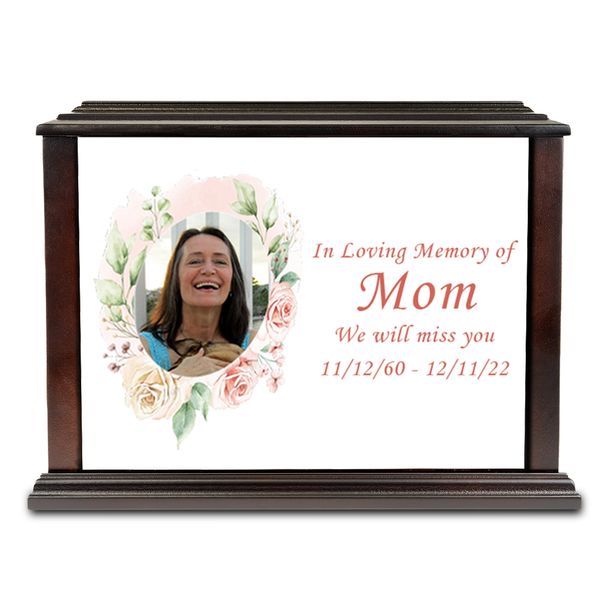 Custom Printed Heritage Everlasting Expressions Photo Frame Wood Box Cremation Urn