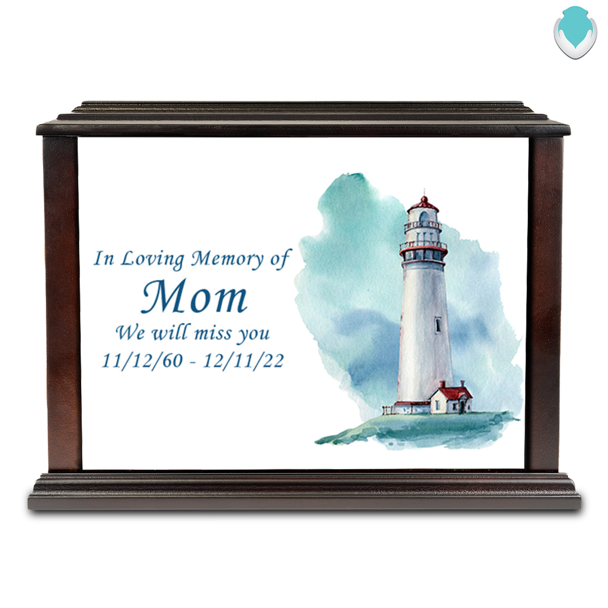 Custom Printed Heritage Everlasting Expressions Lighthouse Wood Box Cremation Urn