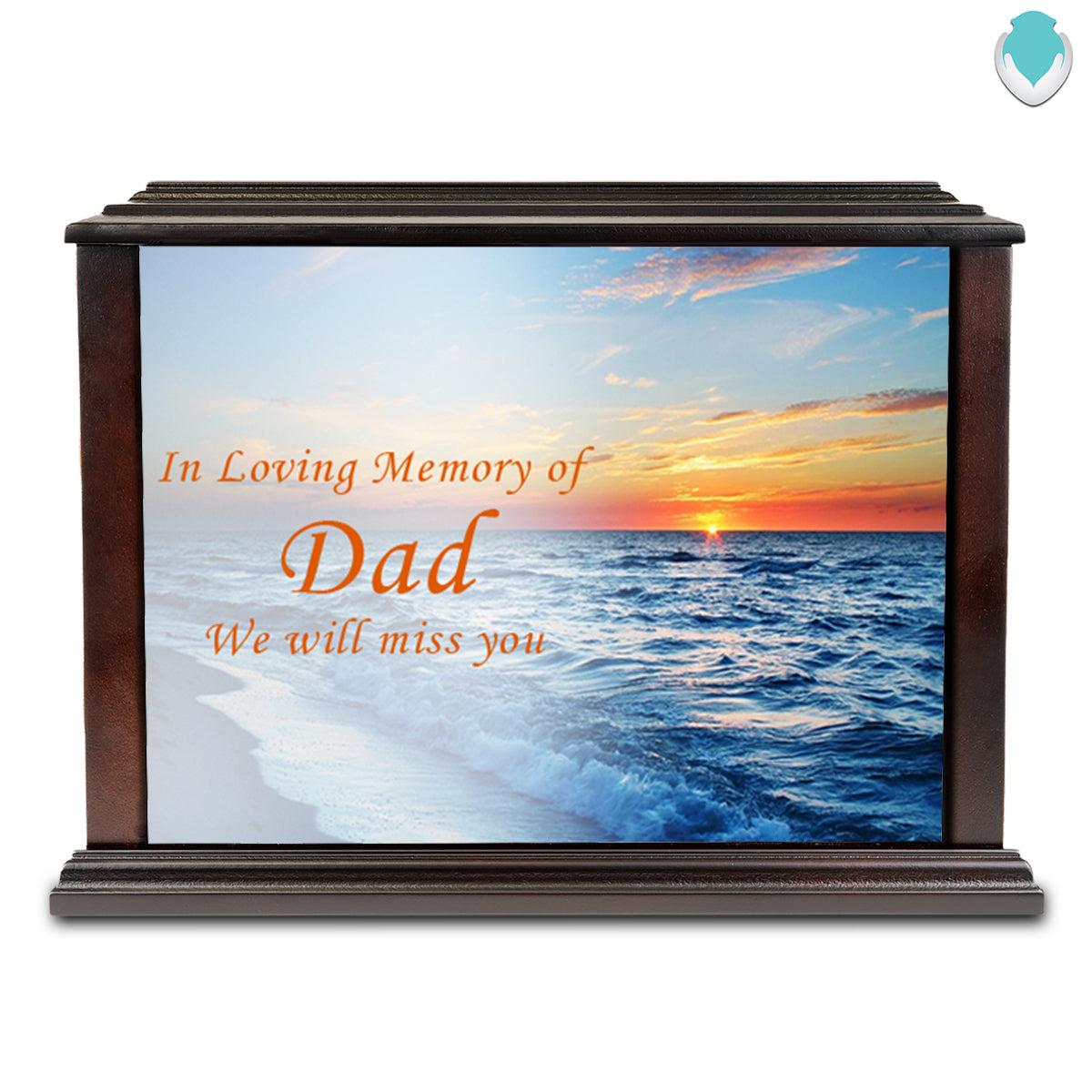 Custom Printed Heritage Everlasting Expressions Ocean Sunset Wood Box Cremation Urn