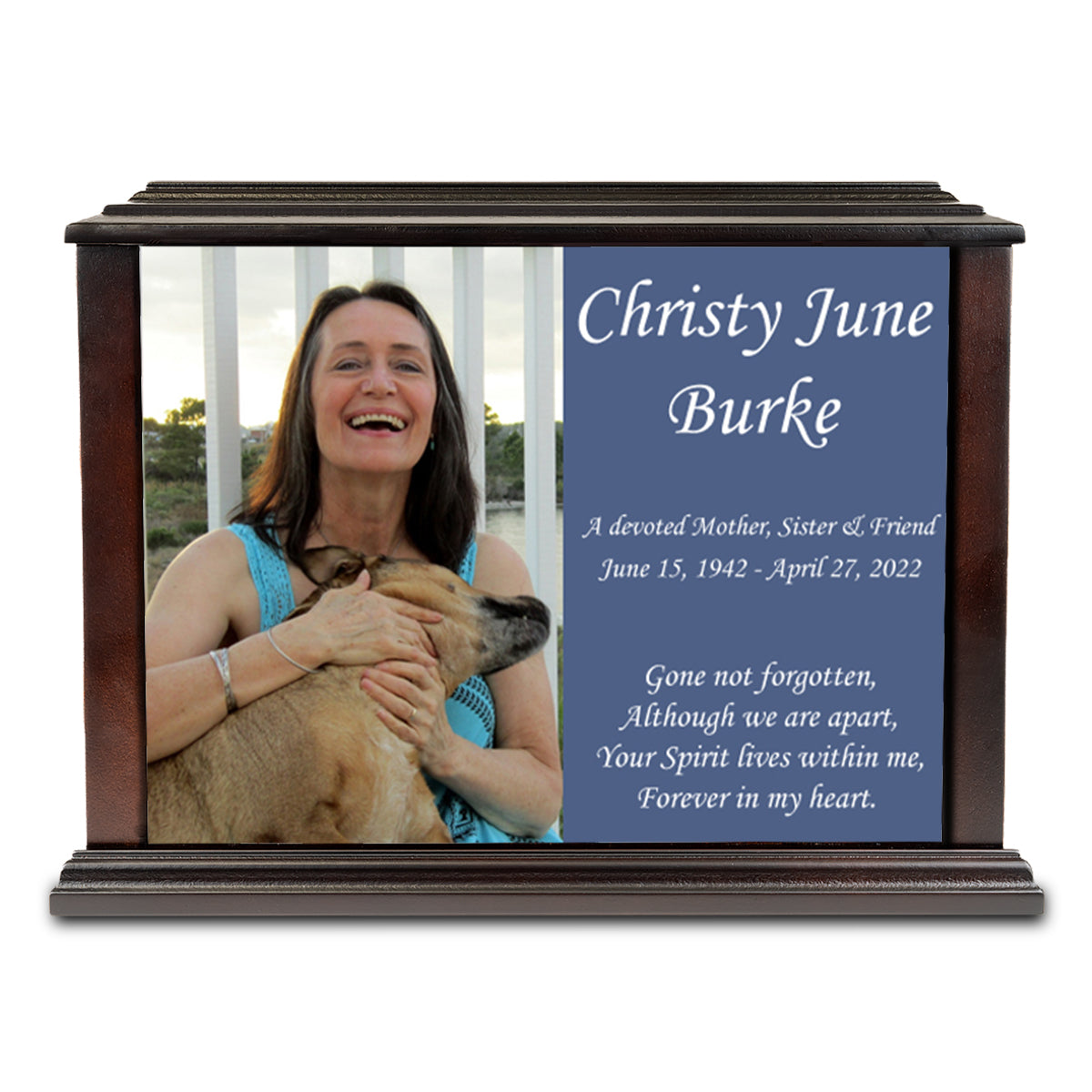 Custom Printed Heritage Everlasting Expressions Photo Wood Box Cremation Urn