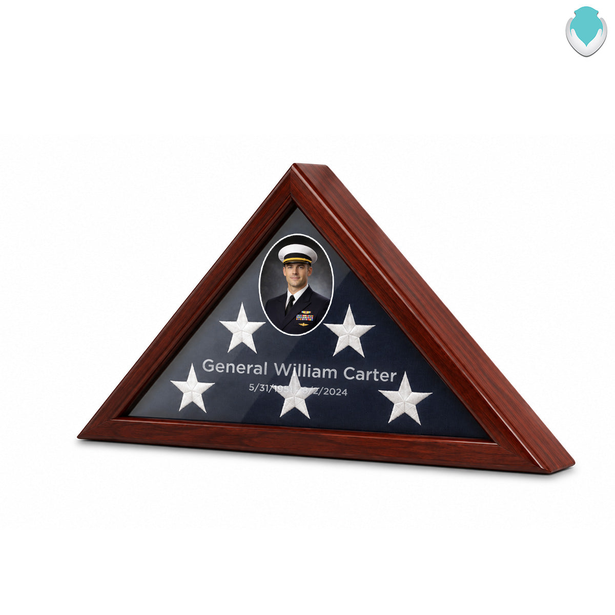 Personalized Portrait Flag Display Case with Glass Front