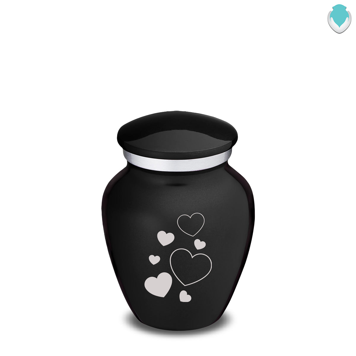 Keepsake Embrace Black Floating Heart Cremation Urn