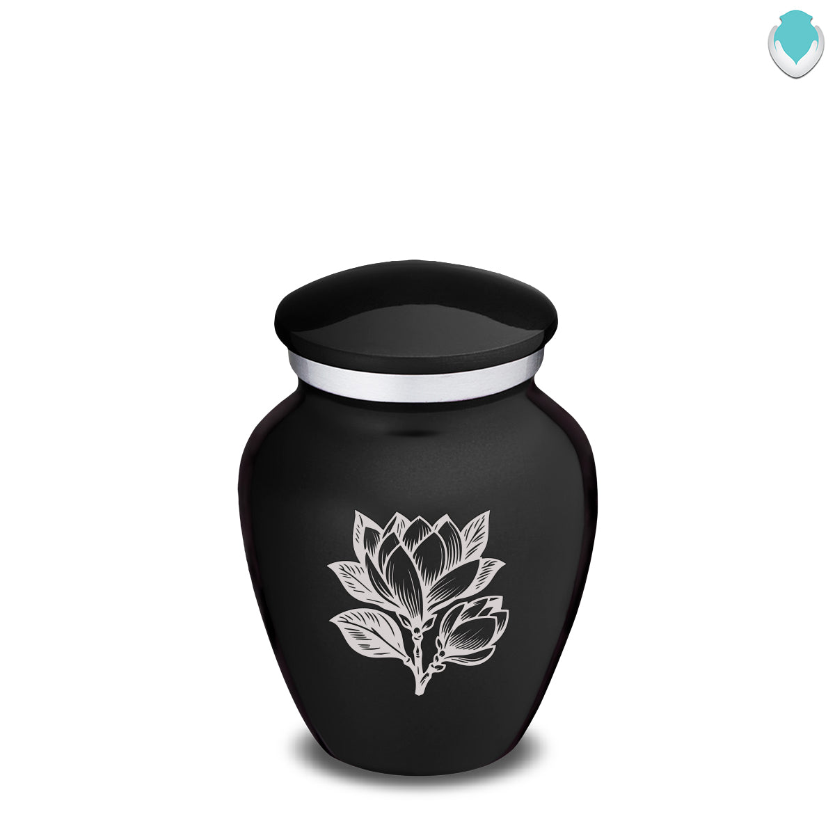 Keepsake Embrace Black Magnolia Flower Cremation Urn