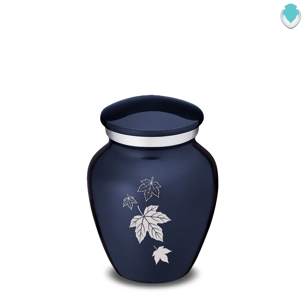 Keepsake Embrace Cobalt Blue Falling Leaves Cremation Urn
